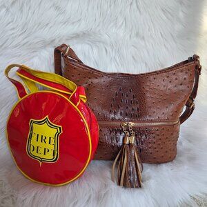 Fire Fighter Costume Red Handbag and Brown Handbag Bundle of 2